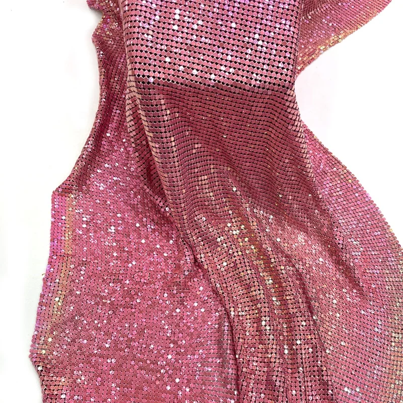 S536 Soft Aluminum Metallic Sequin Fabric Metal Mesh Fabric for Table Cloth  and Party Dress