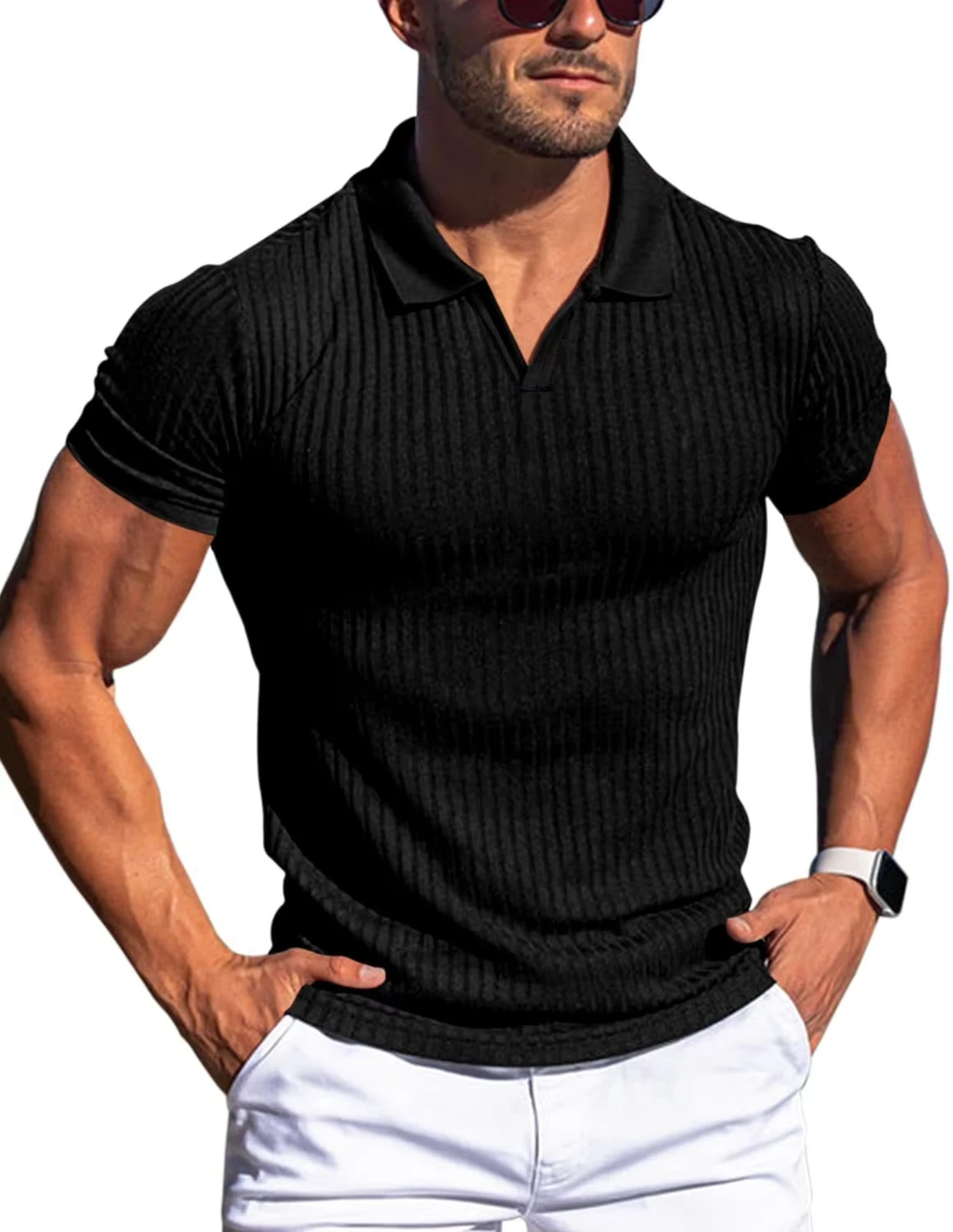 High Quality Breathable Solid Color Slim Fit Casual Sporty Design Men's Short Sleeve Str aperçu 13