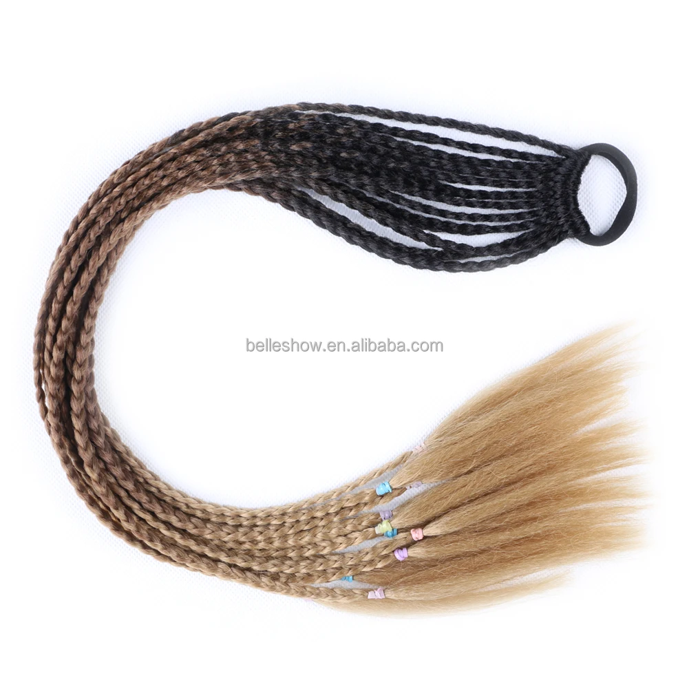 Лидер продаж, прямой синтетический конский хвост Омбре смешанных цветов, окантовка вокруг конского хвоста, красочный маленький конский хвост, круглые волосы, Цветной конский хвост