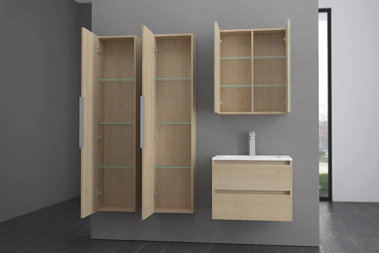 Лидер продаж простой современный дизайн экологичный шкаф из массива дерева для ванной комнаты раковина