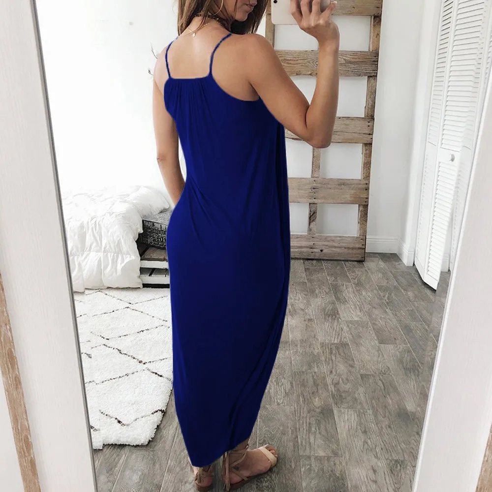 knee length dresses for ladies Casual Round Neck Tank Maxi Maternity Dress main image 1