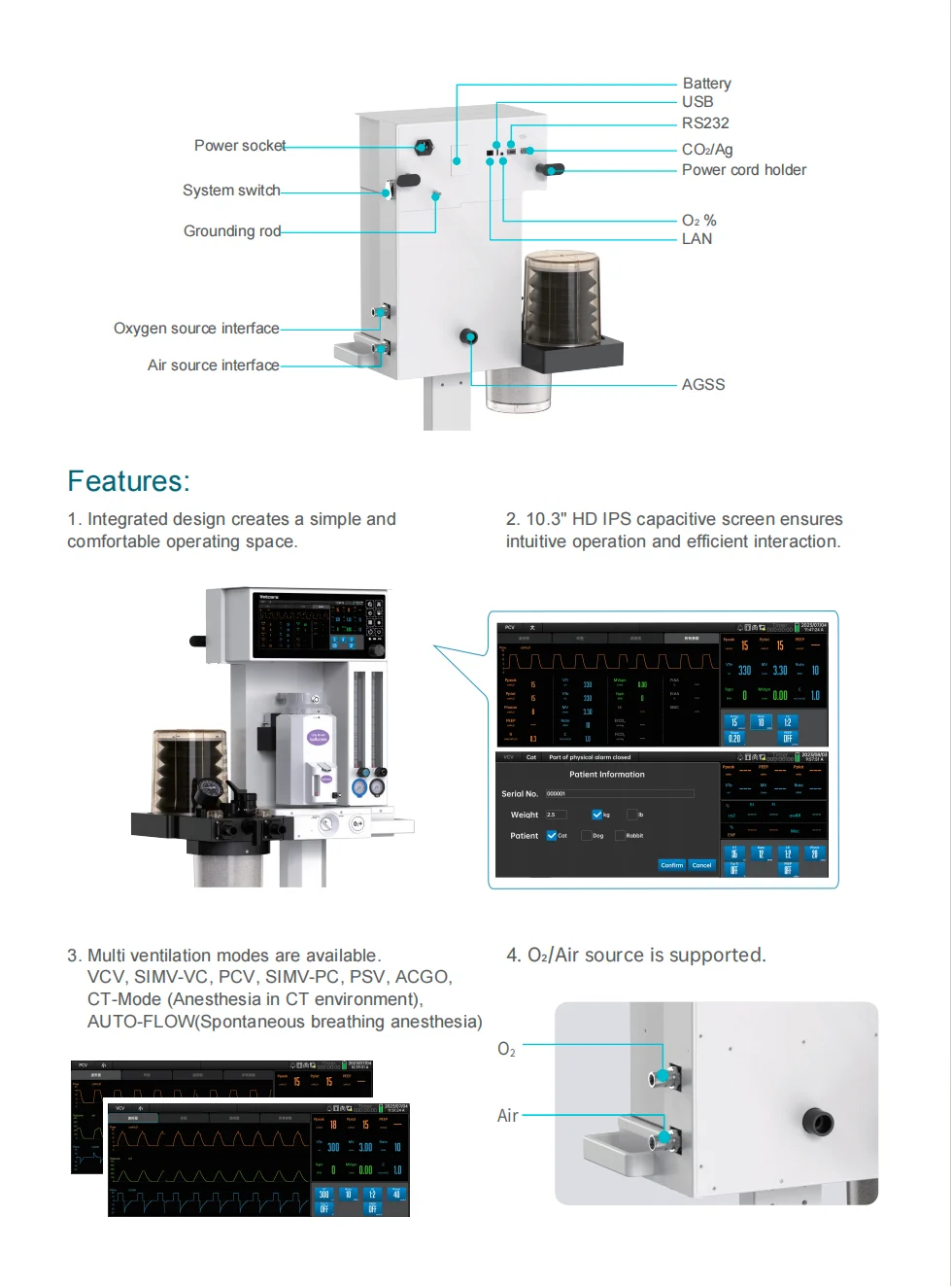 A200 Anaesthesia Instrument Animals Hospital Anesthesia Machine ...