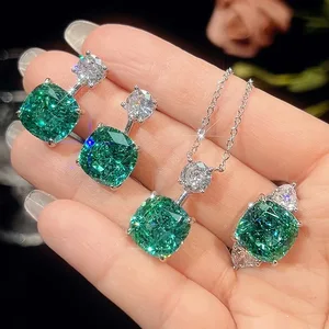 Women's Shi Nuo Brass Base Rhodium-plated Zircon Center Stone Trendy Style Anniversary Jewelry Set Necklace/Earrings/Ring