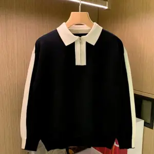 2024 Autumn/Winter Men's Sweater Solid Color Loose Top Knit Pullover Sweater for Men