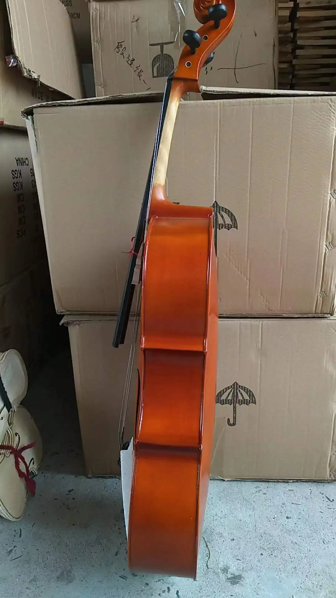 Miniature De Violoncelle En Bois – 14 Cm Avec Archet, Support Et Étui – Déco Maison De Poupée – Cadeau Musicien