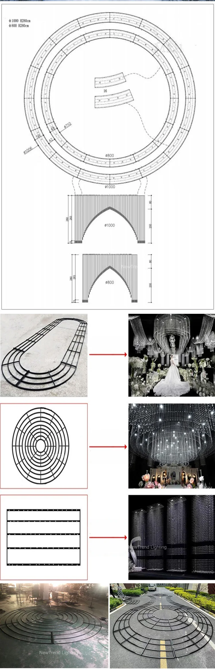 cpl 189 luxury design indoor decoration wedding hall hotel lobby villa custom modern led chandelier-2