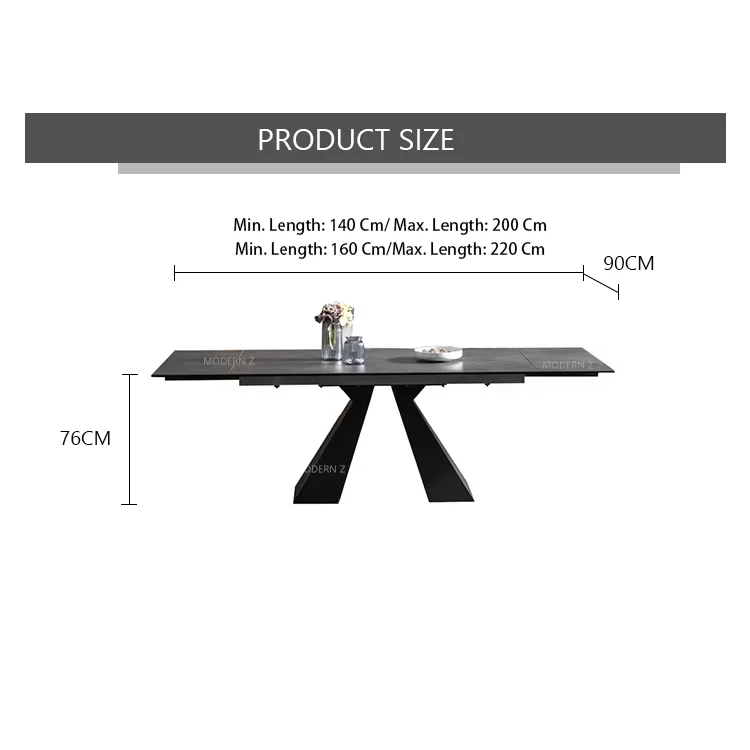 Luxury Modern Expandable Dinning Room Table Set Retractable Kitchen Furniture Sintered Stone  Marble Top Extendable Dining Table