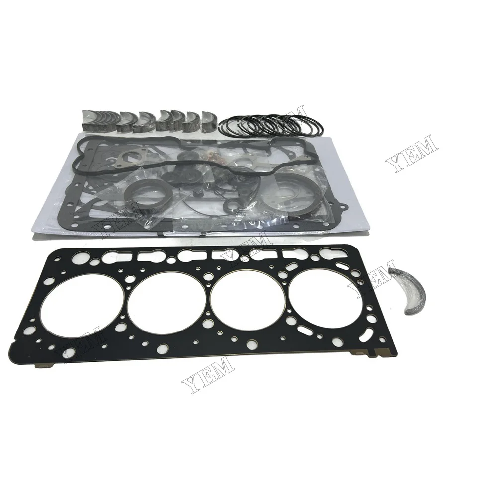 Overhaul Re-Ring Kit for Kubota V3300 V3300-DI V3300DIT Engine Piston Ring 1C010-21050 & Main/Rod Bearing & Full Gasket Kit