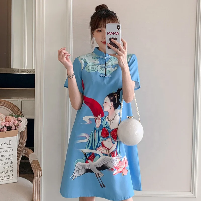 Wholesale New Chinese Style Short Sleeve Printing Summer Casual Dresses  Cheongsam Dress Qipao Modern - Buy Qipao Modern,Cheongsam Dress,Summer Casual  Dresses Product on Alibaba.com