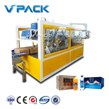 One Piece Hot Glue Carton Packing Machine/Paper Case Packer for PET Plastic Glass Water Bottle/carton Box case Packing Machine