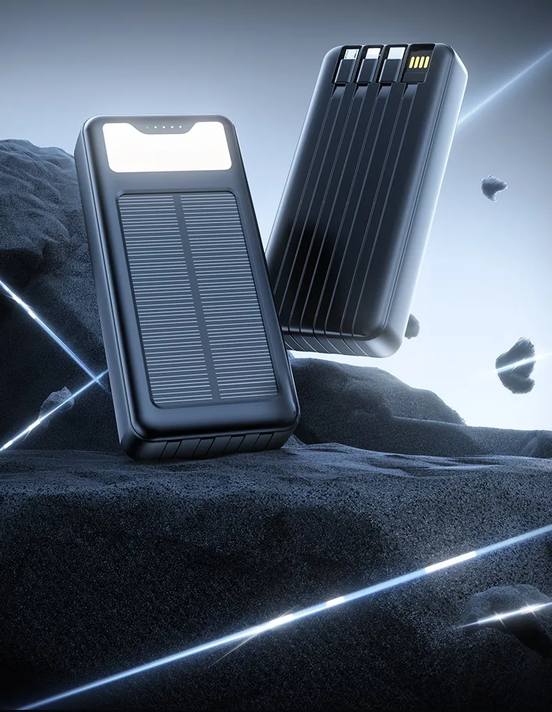 Portable Solar Power Bank with Flashlight Torch 10000mAh 20000mAh Solar Charger for Outdoor