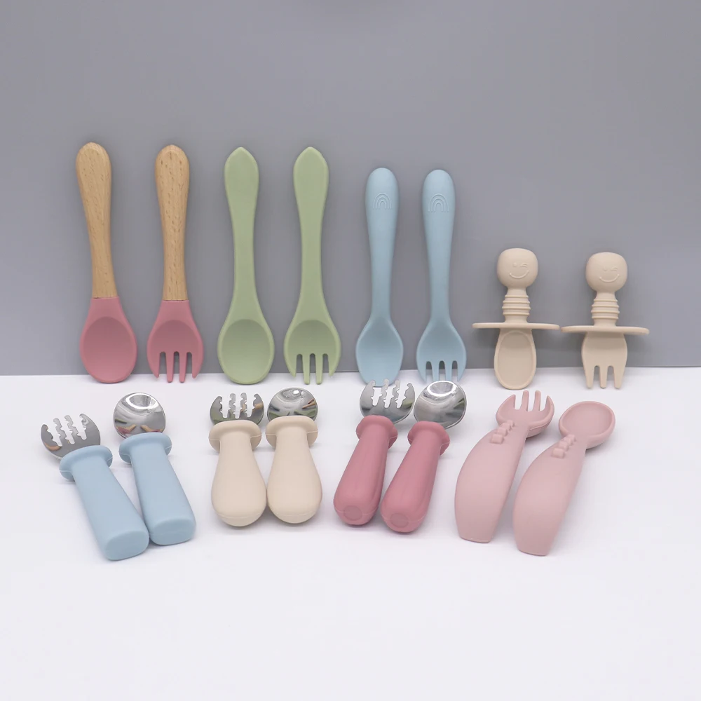 Factory Baby Eating Utensils Children Bowl Fork Spoon Silicone Plate Suction Silicone Baby