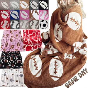 Custom logo Gameday Blanket Wholesale Couch Baby Cozy pink Volleyball Football Plush Cute Fleece Blankets Throws for Winter