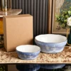 Blue big and small bowl set