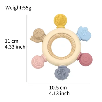 Food Grade Silicone Anti-Chewing Wooden Rudder Toy Infant Teether for Baby's Teething Stage Baby Teether Toys
