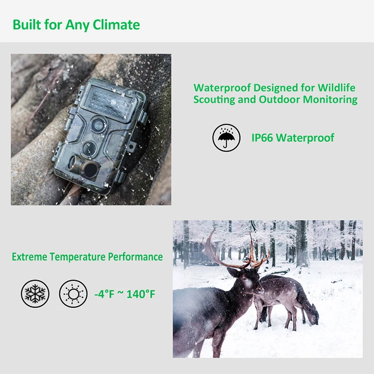 64MP Wildkamera mit Schwarzlicht-IR-940nm-LED, Jagdkamera, Wildtierkamera, 0,1S Bewegungsaktivierung, Wildkamera für die Hirschverfolgung – Detail 7