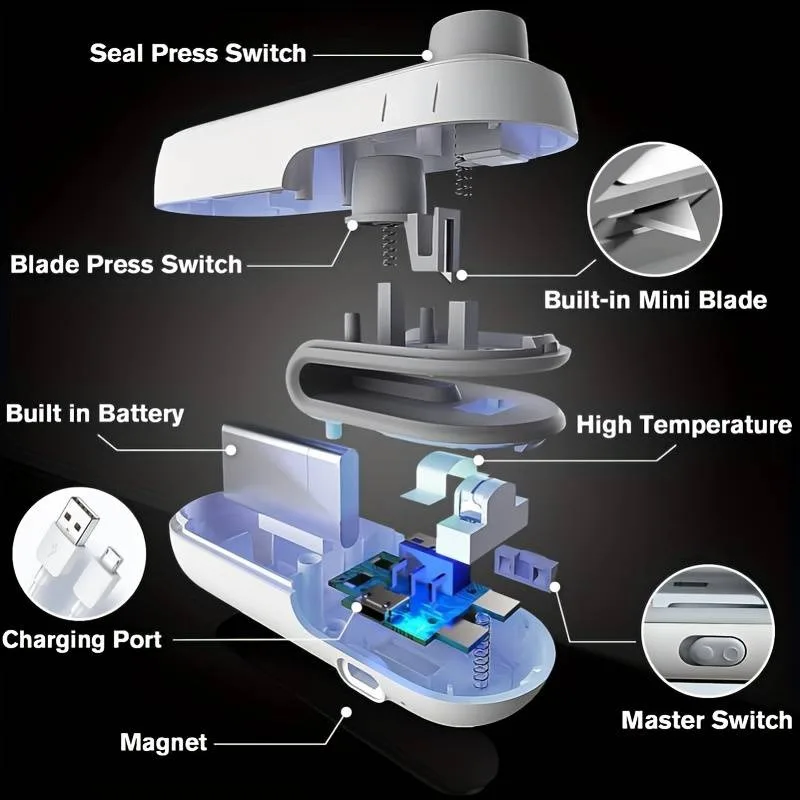 2025 Home Mini Sealing Machine Rechargeable Multi Functional Small Sealing Machine Creative Mini Snack Bag Sealing