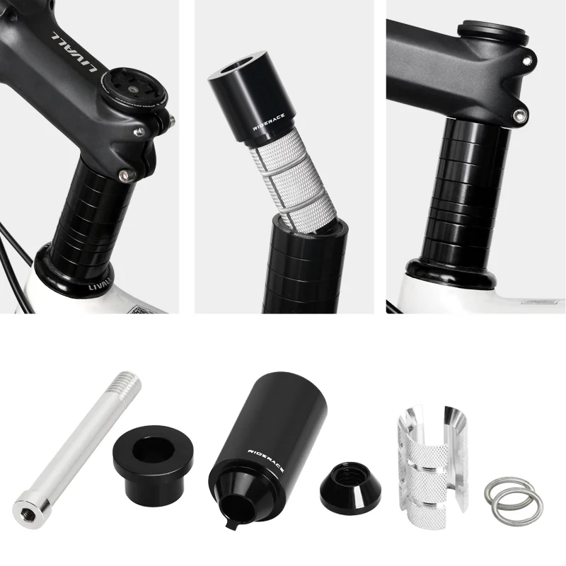 RIDERACE Bicycle Handlebar Stem Height Extender 1-1/8" (28.6mm) Alloy Fork Hidden Riser MTB Road Bike Fork Stem Extension Stem