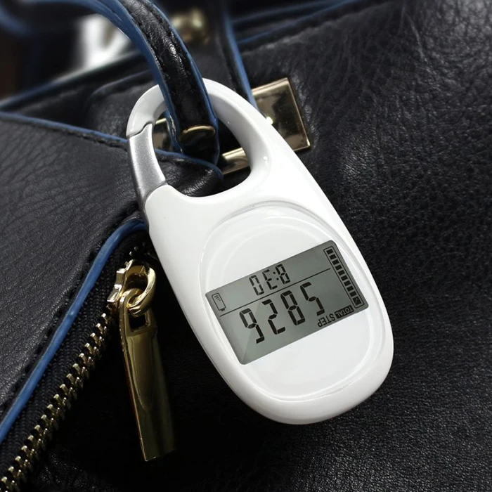 J&R Exercise Fitness Mini Digital Display 3D Sensor Walking Running Step Distance Counter Memory Carabiner Pedometer with Clip