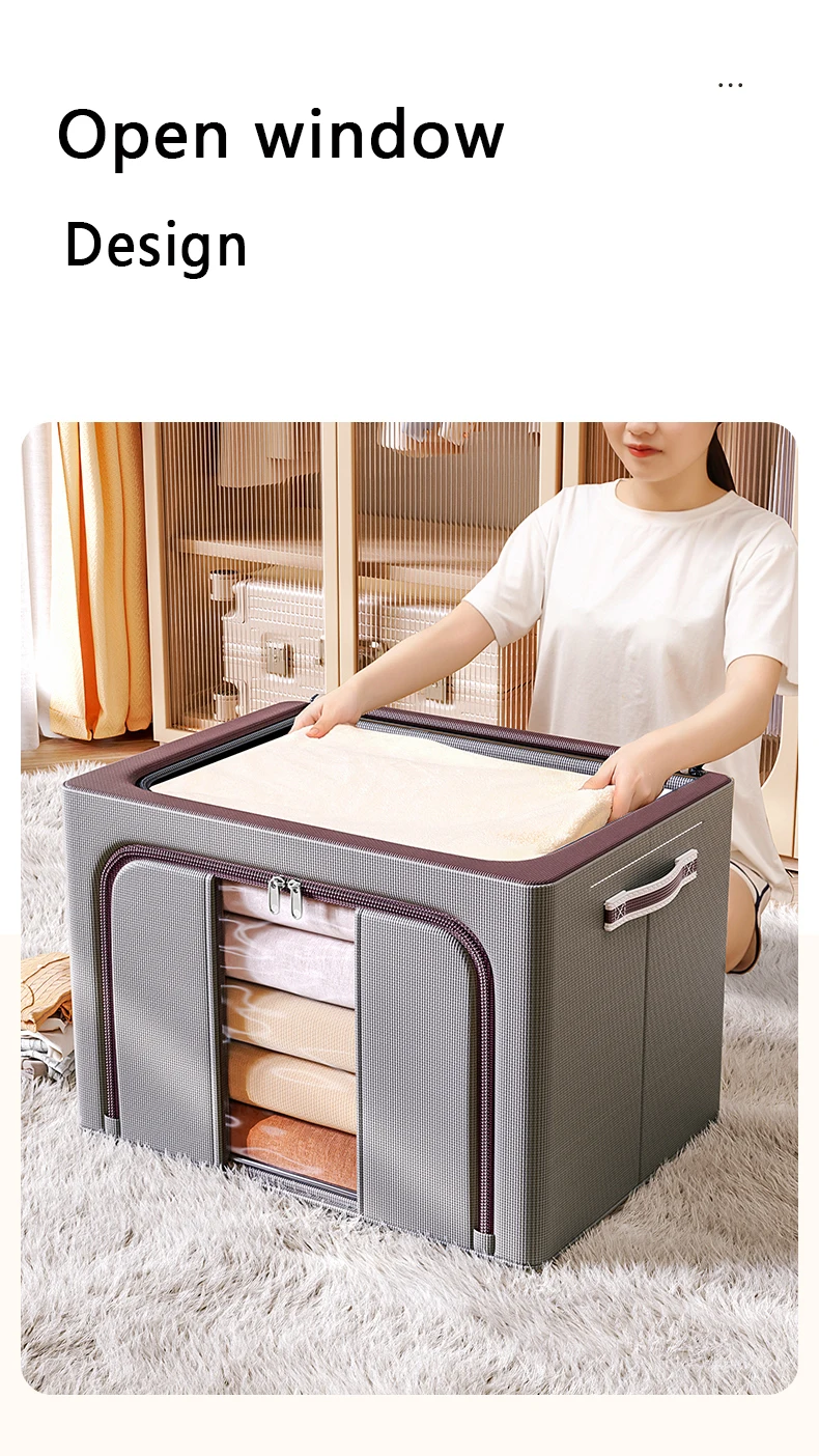 Cloth Steel Frame Folding Cloth Storage Box Organizer For Clothes Boxes