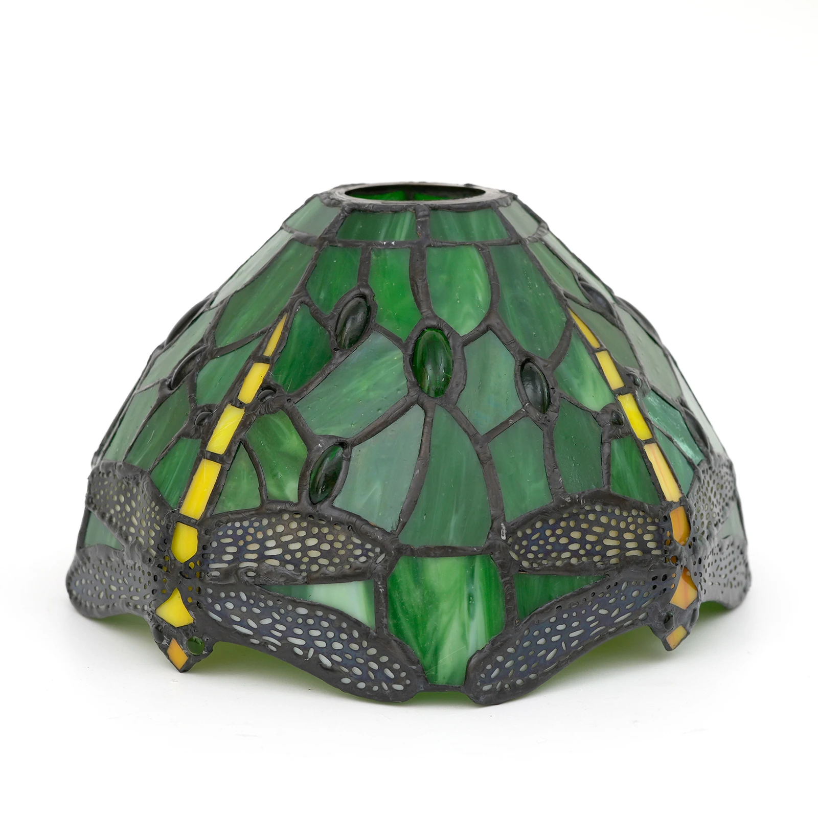Tiffany Lamp Shade Replacement 8 Inch Stained Glass Green Dragonfly Style  Lampshade for Table Lamp Pendant Light, image size:1600x1600