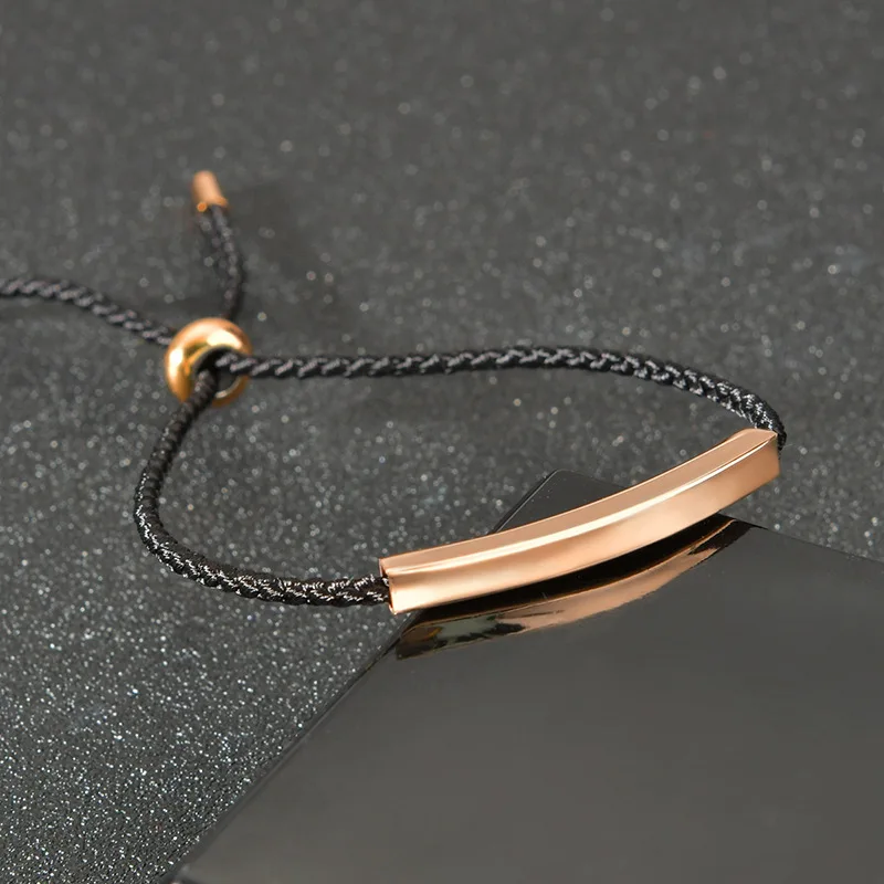 Korean Version Lettering Braided Rope Bracelet Fashion Trend Stainless