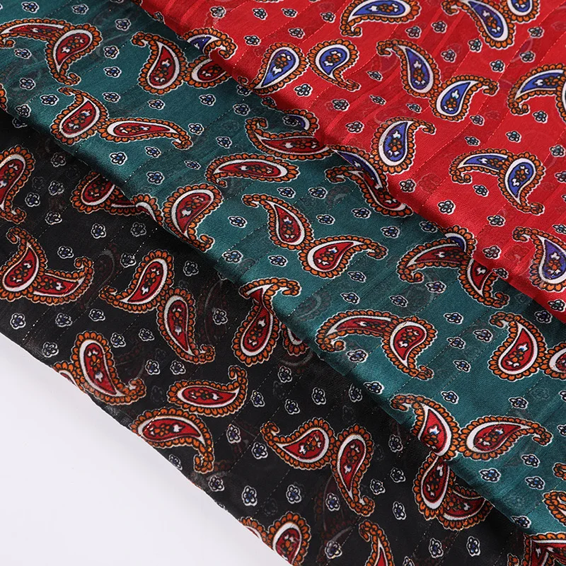 Spring and Summer New Style Gold Silk Chiffon Cat Eye Printed Fabric for Shirt OEM