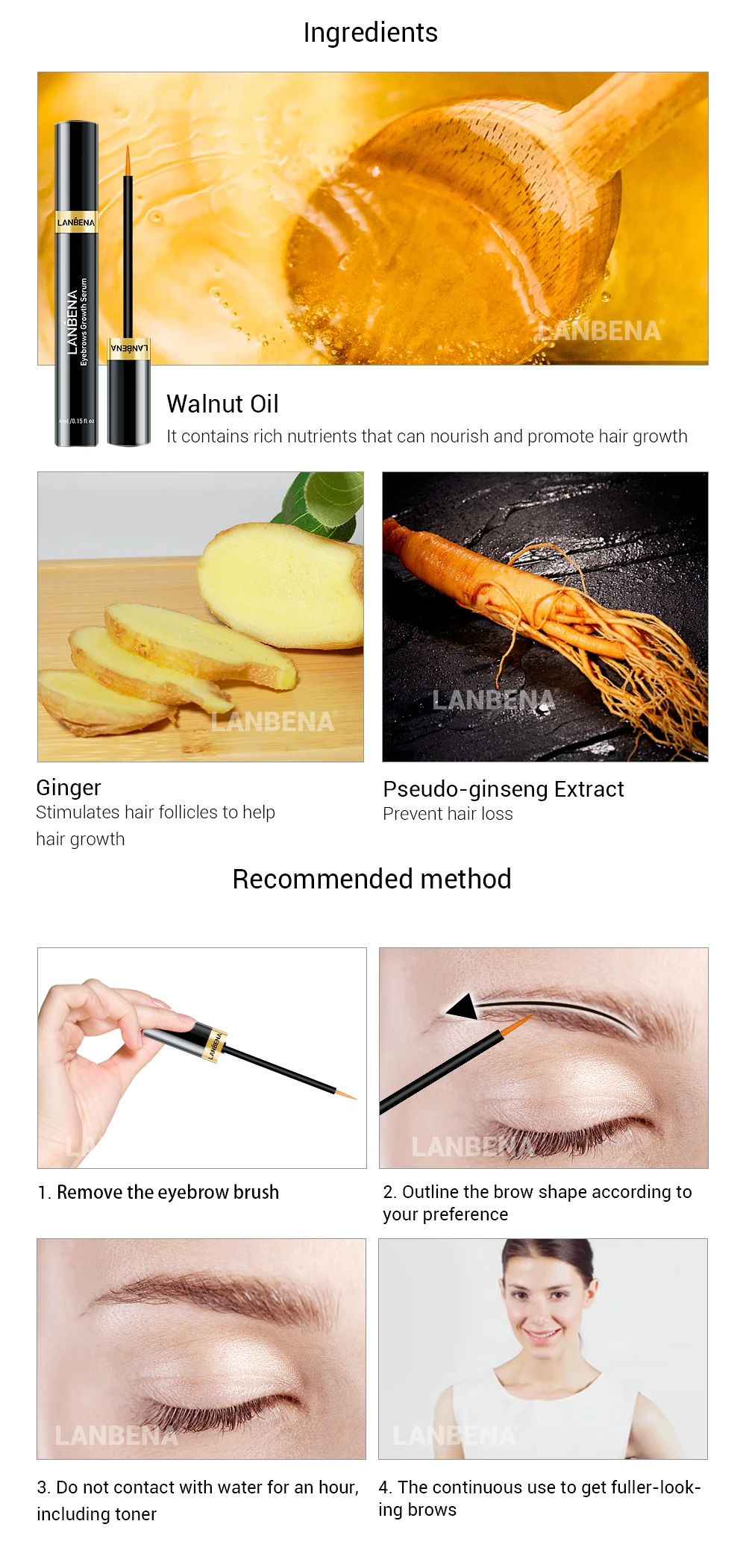 LANBENA natural eyebrow and eyelash growth serum free shipping