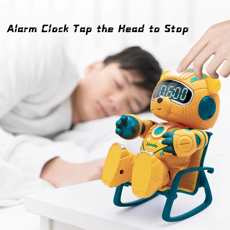 2021 New Style Robot Toys Multifunction Desktop Clock Cute Litter Bear Shape Smart Robot with Chair