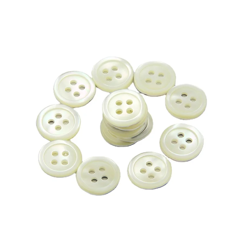 Multi-Size 4-Holes Shell Mother of Pearl Mop Shirt Buttons with Sequins Eco-Friendly Decorative Features