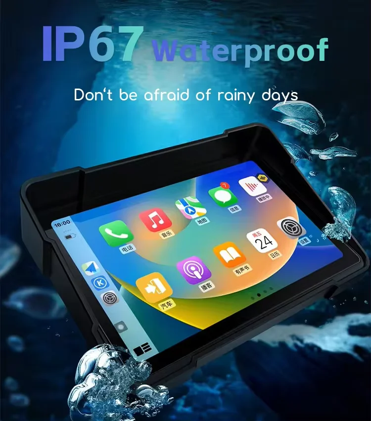 Motorcycle Global Navigation System 5-inch Smart Screen Supports Wireless Carplay Android AUTO Video Playback IP67 Waterproof