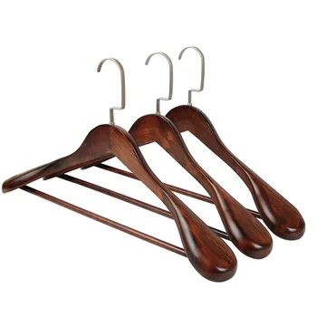 Solid Wood Suit Hangers Wide Shoulder Luxury Customizable Logo Wooden Hangers for Clothing for Kitchen Wardrobe Bathroom Use