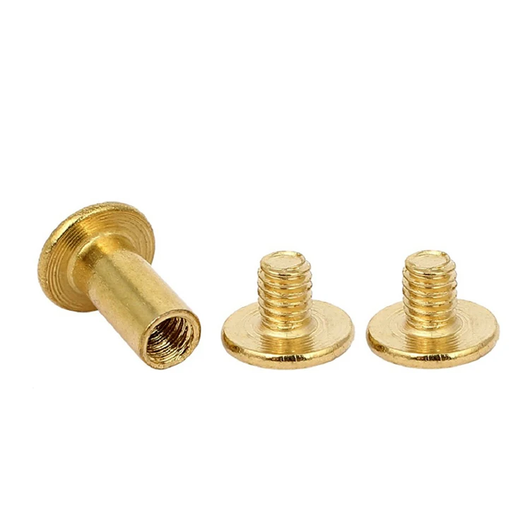 Source China custom m2 m5 m8 1/8 book binding post rivets slotted chicago  screw brass male and female screws on
