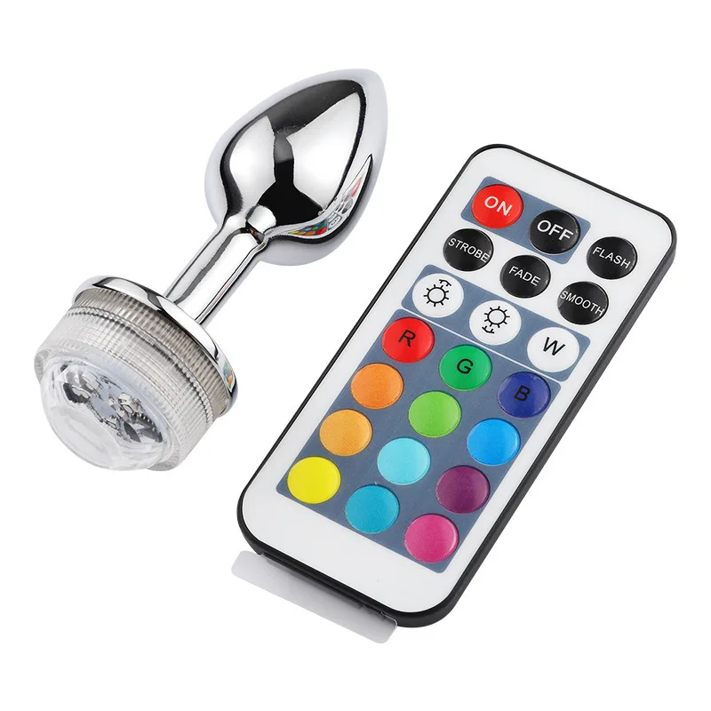 Delove LED Butt Plug Colorful Light up in the Glow Metal Anal Plug with  Remote Control Waterproof Sex Games for Couples