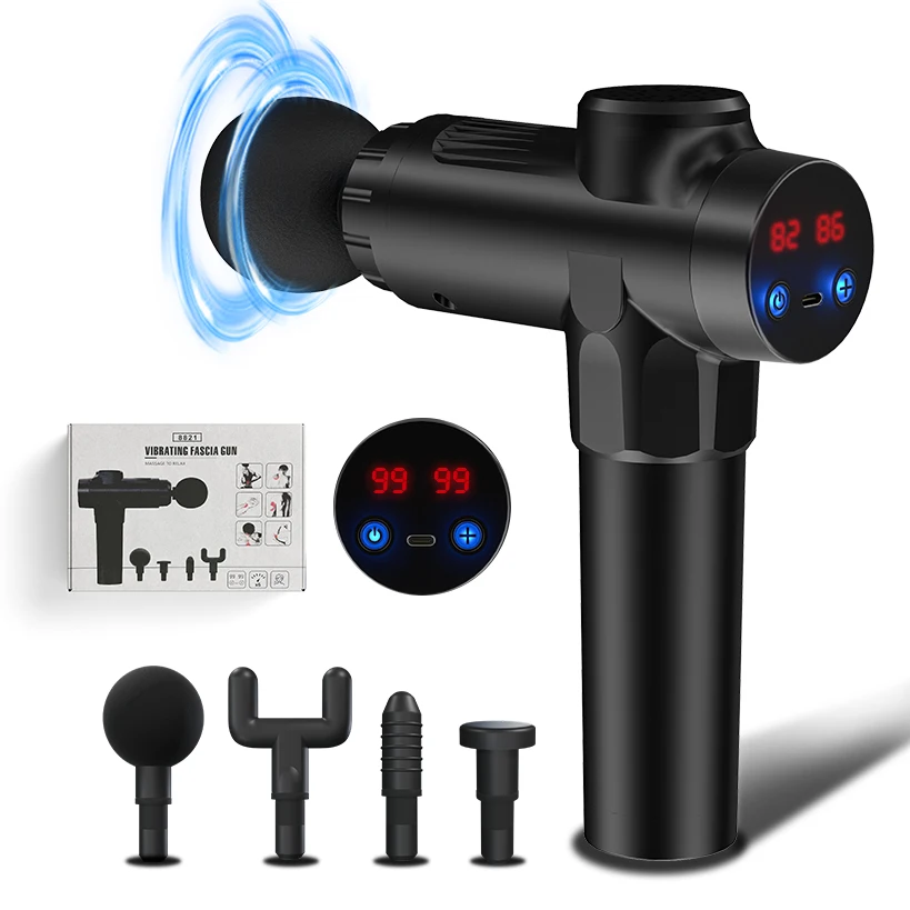 2023 Handheld 99 Speed LCD Touch Screen Fascia Gun Massagepistole Vibration Massage Gun
