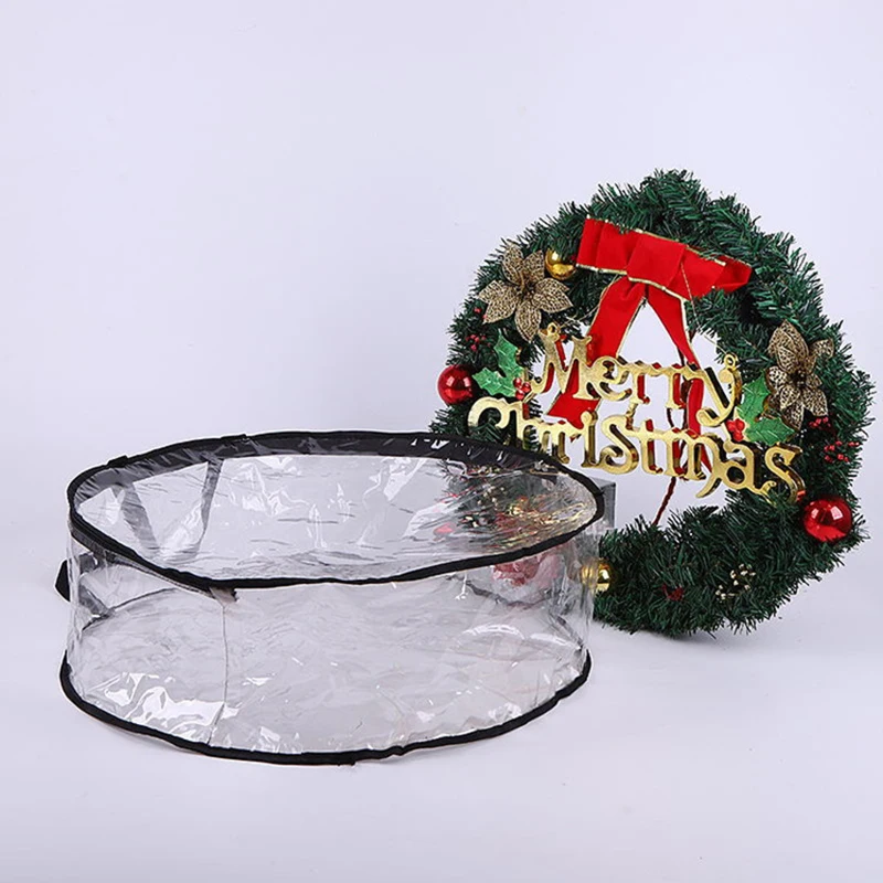 Clear Xmas Wreath Storage Container Waterproof Transparent
