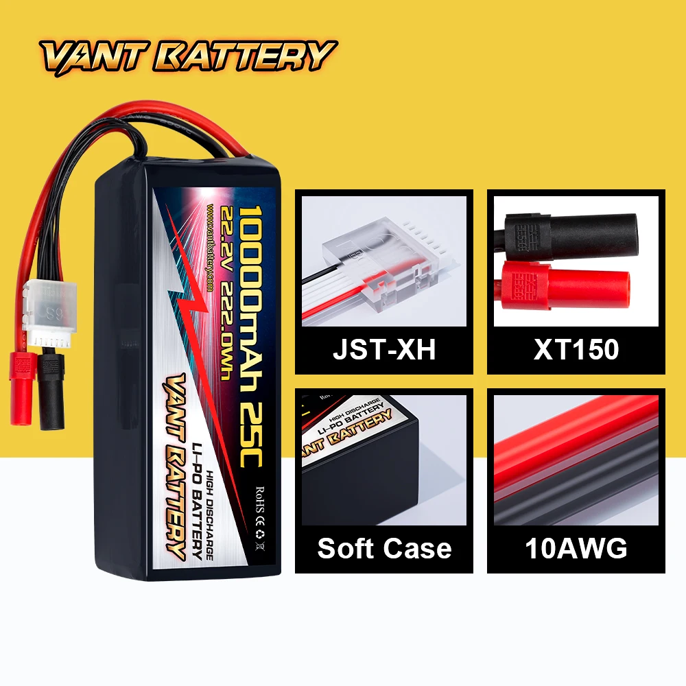 22.2v 6s 10000mah 25c Uav Drone Battery 6s Rc Lipo Batteries For Uav ...