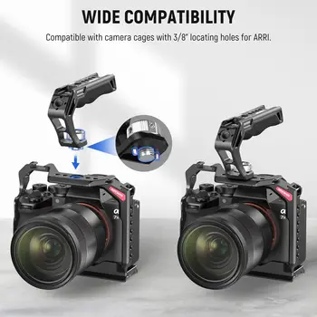 NEEWER Camera Top Handle with 3/8" ARRI Locating Pins Comfort Silicone Grip with 1/4" 3/8" Threads and 3 Cold Shoes product image