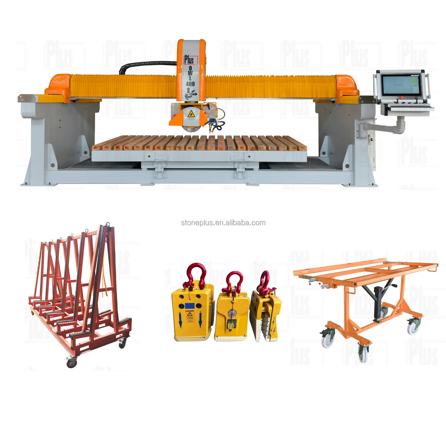 OWL400 PLC4 Monoblock Flexible Wireless Remote Control Type Stone Marble Top Hard Rock Used CNC 4 Axis Bridge Saw Machine