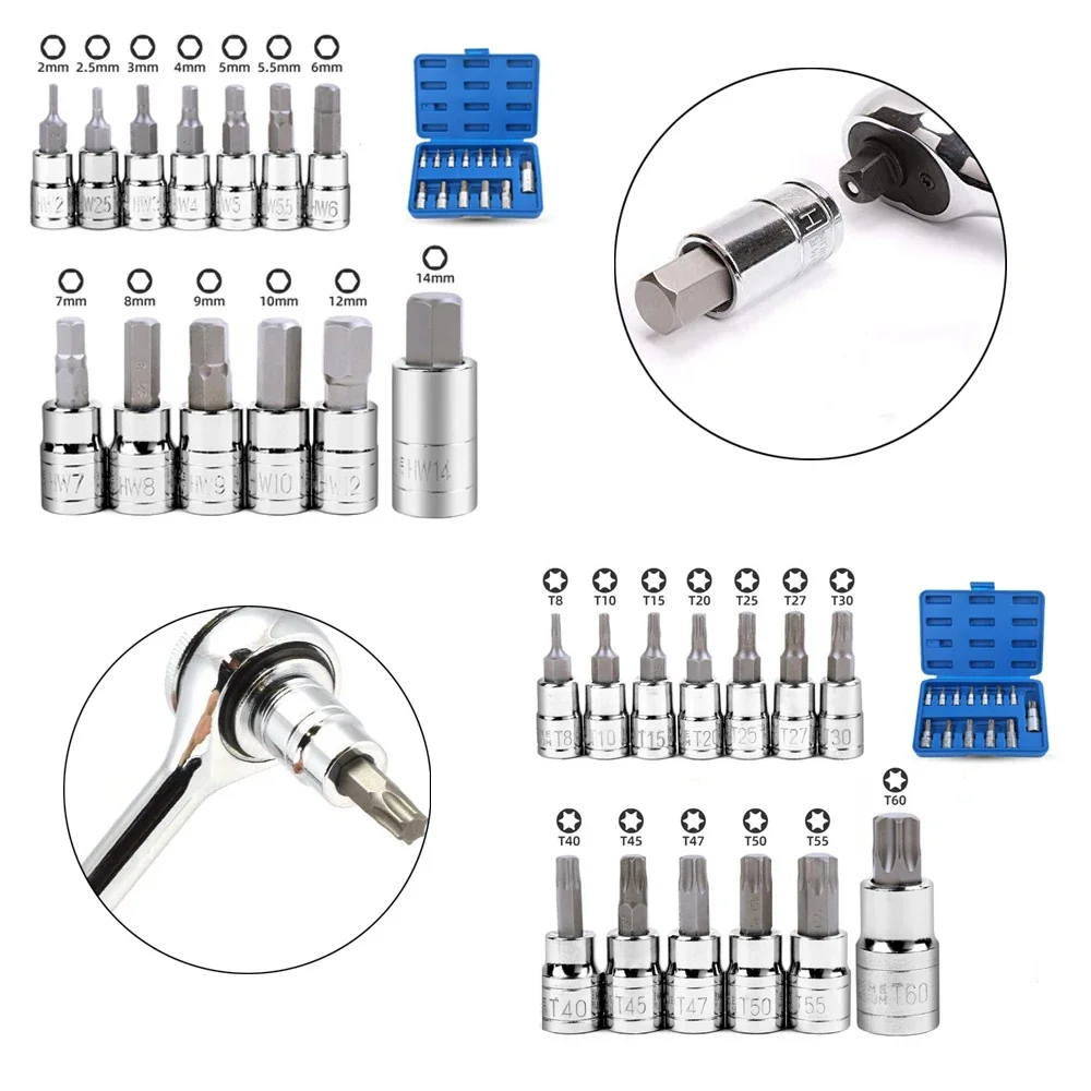 Star Torx Hex Bits Socket Set - 13pcs DIY Tools for Hand Use