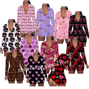 9101 Hot Sale 2021 New Year Onesie Pajamas Happy Valentines Day Onesie for Adult