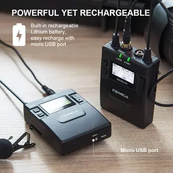 Portable Wireless Lavalier Lapel Microphone Comica CVM-WM300A Supports UHF 96-Channels for Nikon Canon Sony DSLR Camera detail image