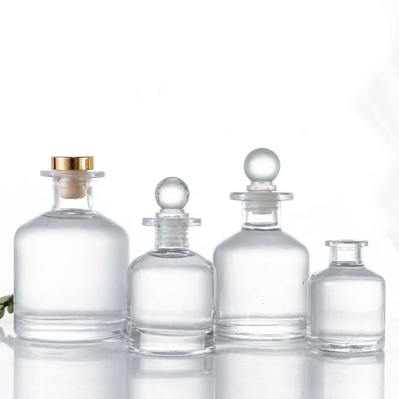 Wholesale Clear Custom Color 50ml 100ml 150ml 200ml 250ml Round Essential Oil Reed Diffuser Glass Bottle for Fragrance Use