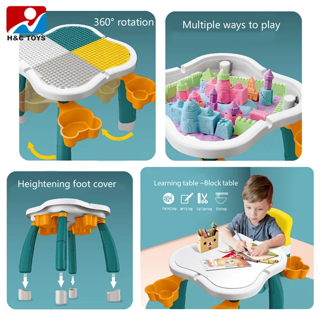 Creative Learning Desk Toy Building Blocks Multi Function Kids Table Block