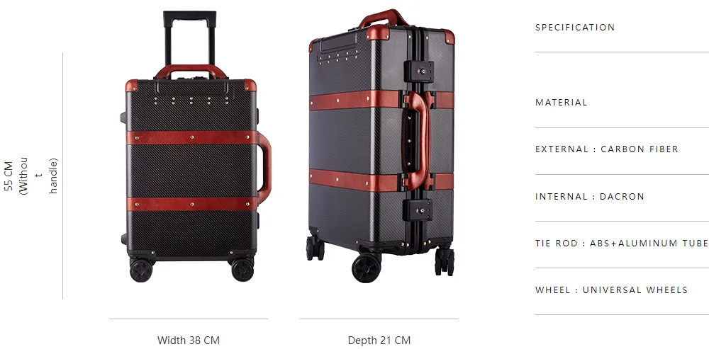 Real Carbon Fiber Luggage Vintage Case Guangzhou Factory Luxury Suitcase Cabin Size For Wholesales