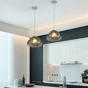 Designer Glass Cloud Long Pendant Light Gold Finish Adjustable Height LED for Hotel Duplex Staircase Double Height Apartment