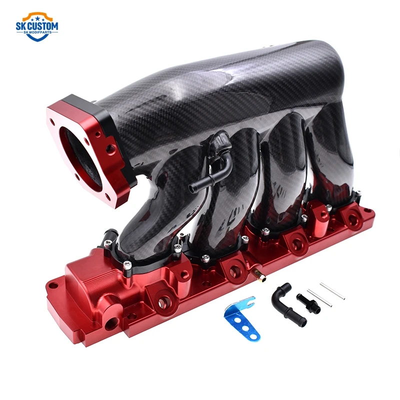SK Custom 70MM Throttle Body Real Carbon Fiber Intake Manifold For Honda K20 K24 Engine