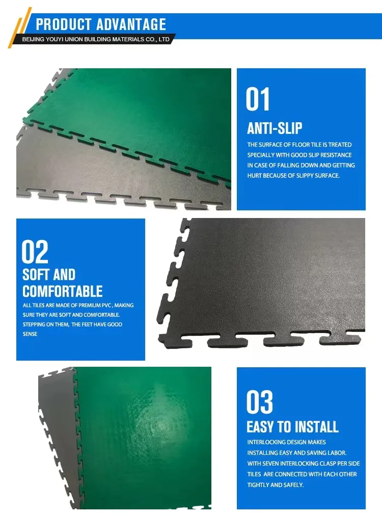 Easy Install Heavy Duty Garage Warehouse Office Floor Modular Interlocking Pvc Tile