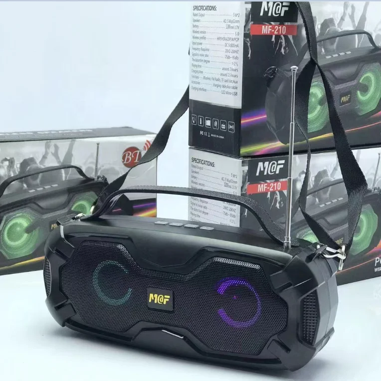 Good Quality Stereo Speaker MF210  With Antenna  Led Light Portable Outdoor Wireless Speaker
