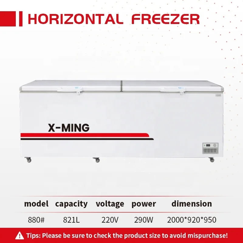 XIANGMING Commercial Horizontal Refrigerator Top-Freezer Ice Cabinet With Large Capacity Deep Chest Display Freezer